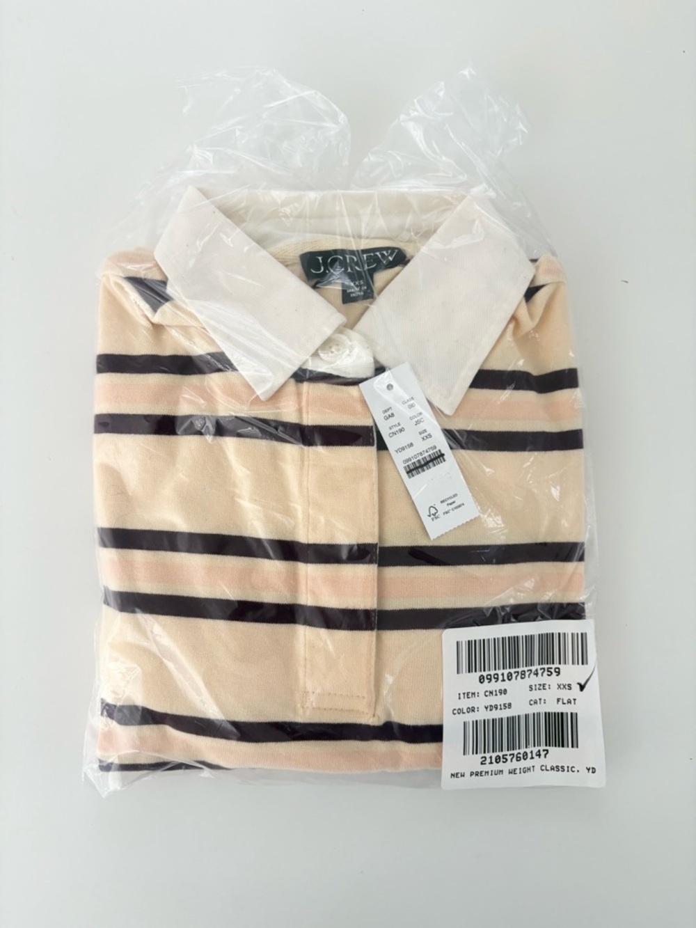 NWT J. Crew New Premium-weight Classic Rugby Shirt Jane Stripe Candlecherry - Picture 5 of 5